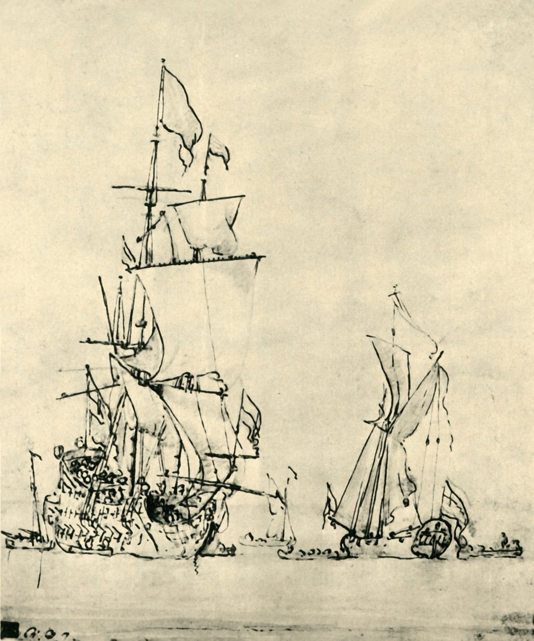Lodě na moři, polovina konce 17. století, 1943. od Willem van de Velde the Younger