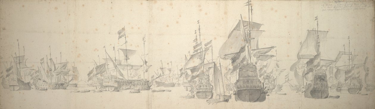 Válečná porada nizozemské flotily u Terschellingu, 7.-17. října 1658 od Willem van de the Elder Velde