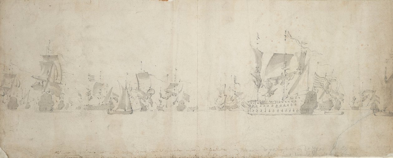 Nizozemské loďstvo po válečné radě, 8.-18. srpna 1665 od Willem van de the Elder Velde