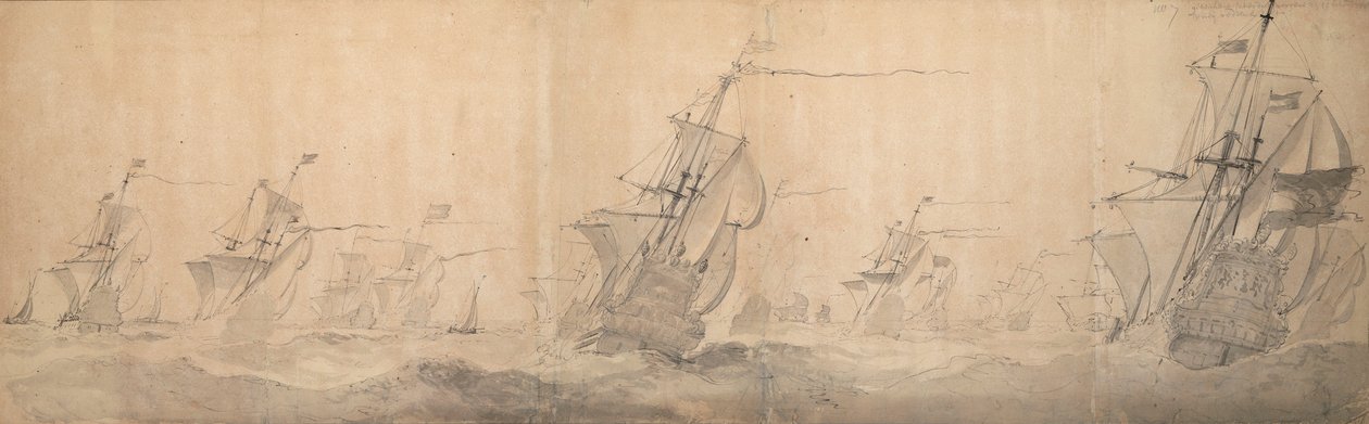 Nizozemská flotila u pobřeží Severofríských ostrovů 9 [OS] / 19. října 1658 od Willem van de the Elder Velde