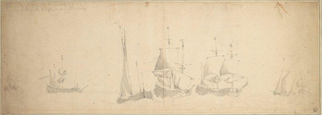 Nizozemské lodě na moři, 28. května až 7. června 1665 od Willem van de the Elder Velde