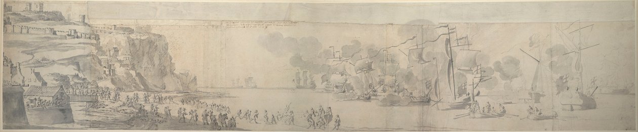 Marie Modenská při přistání v Doveru, 21. listopadu - 1. prosince 1673, asi 1673 (grafit) od Willem van de the Elder Velde