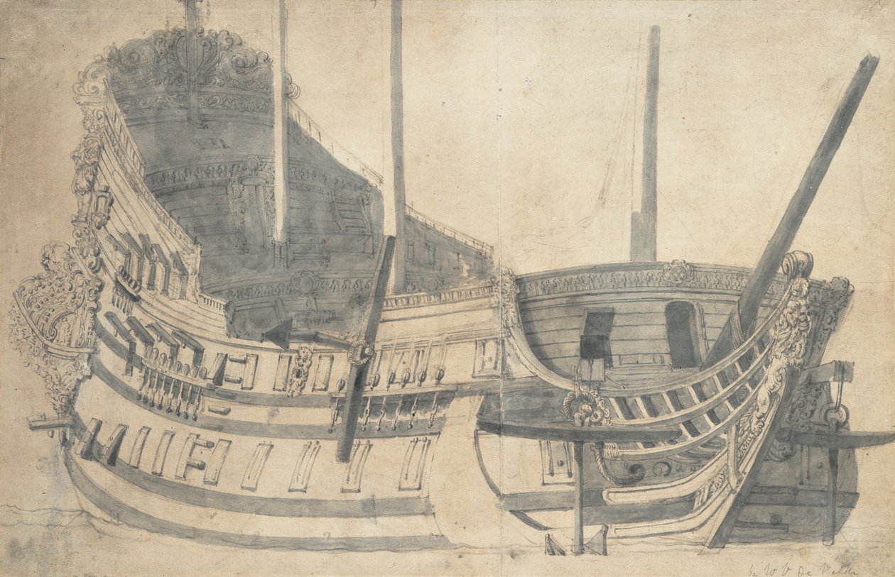 Portrét "Jaarsvelda", asi 1665 (grafit, šedá barva) od Willem van de the Elder Velde