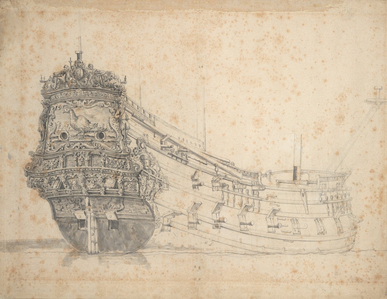 Portrét "Fazanta", asi 1655 (grafit, šedá barva) od Willem van de the Elder Velde
