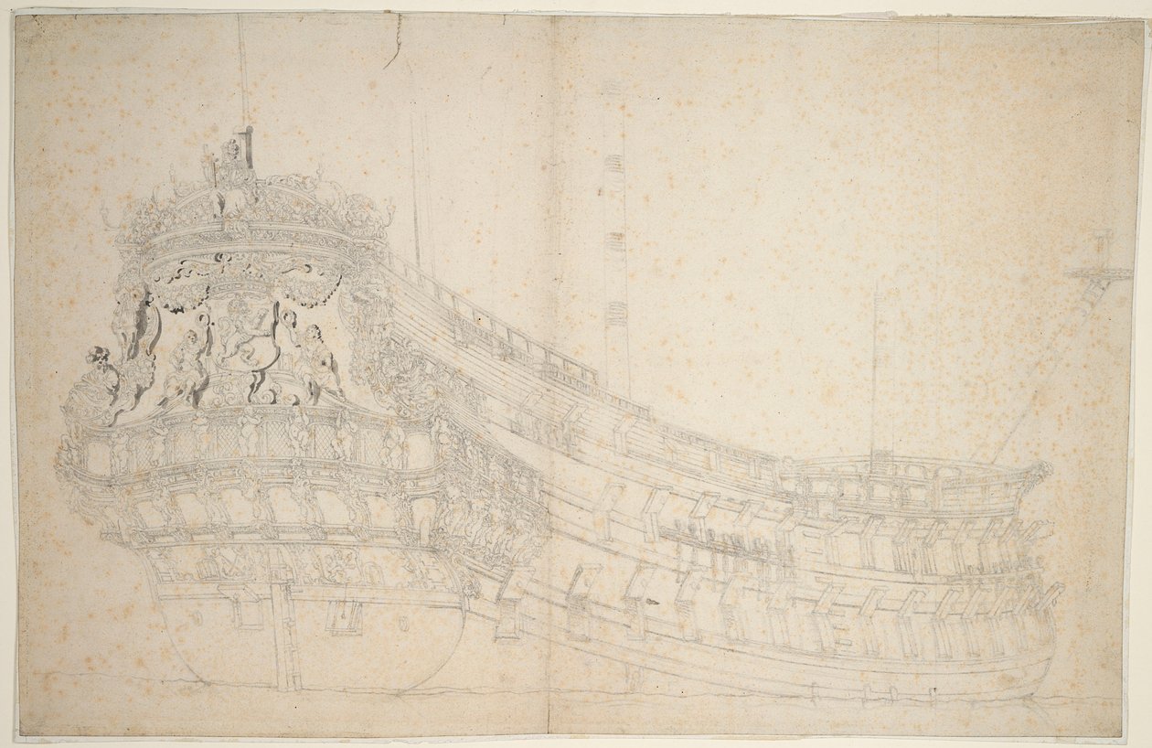 Portrét "Hollandia", asi 1666 (ofset, šedá barva) od Willem van de the Elder Velde