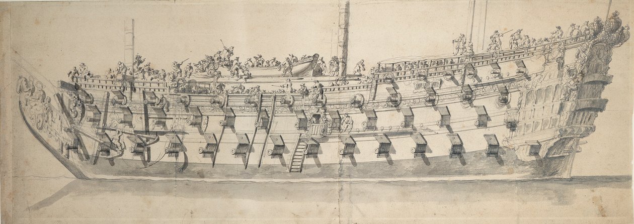 Portrét "Neptuna", asi 1685 (kresba) od Willem van de the Elder Velde