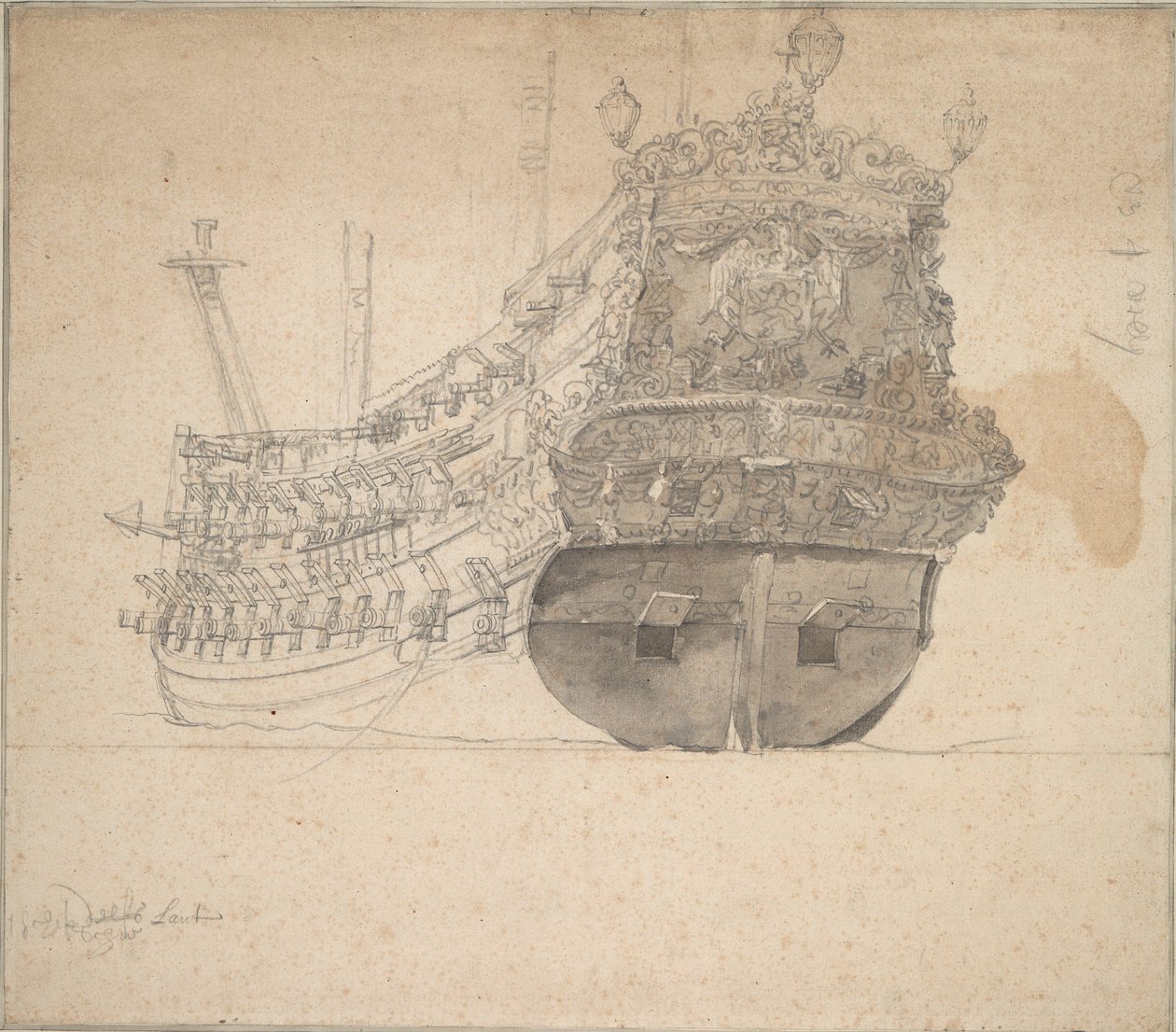 Portrét "Schielanda", asi 1666 (grafit, šedá barva) od Willem van de the Elder Velde
