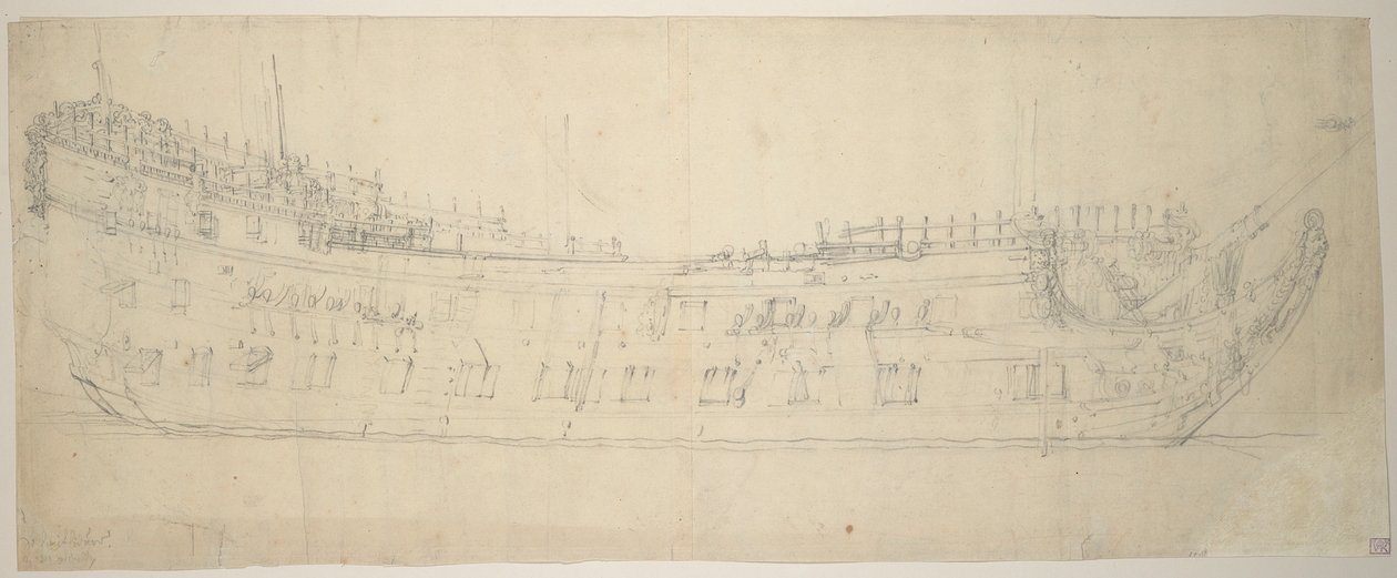 Portrét lodi "Swiftsure", 64 děl, postavené v roce 1621 a přestavěné v roce 1653. od Willem van de the Elder Velde