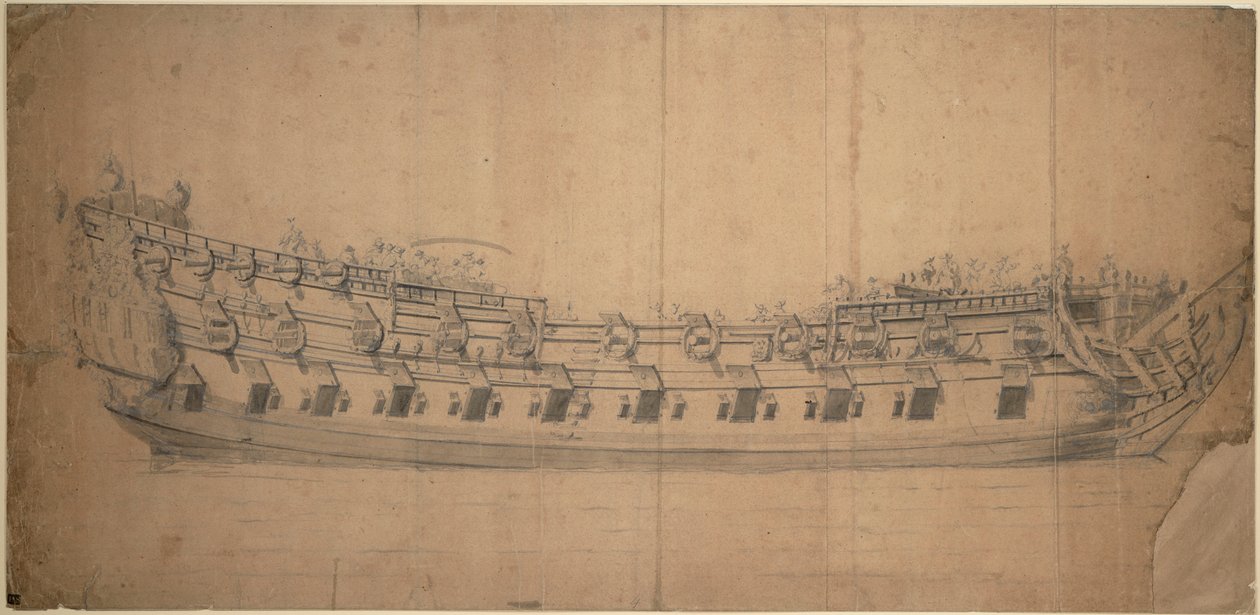Portrét "tygra" (1647), asi 1681 (grafit, šedá barva) od Willem van de the Elder Velde