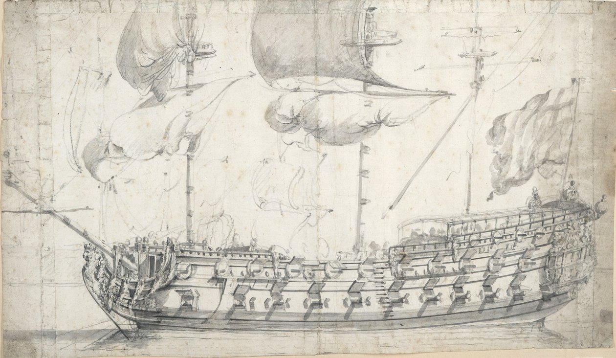 Portrét "tygra" (1678), asi 1681 (grafit, šedá barva) od Willem van de the Elder Velde