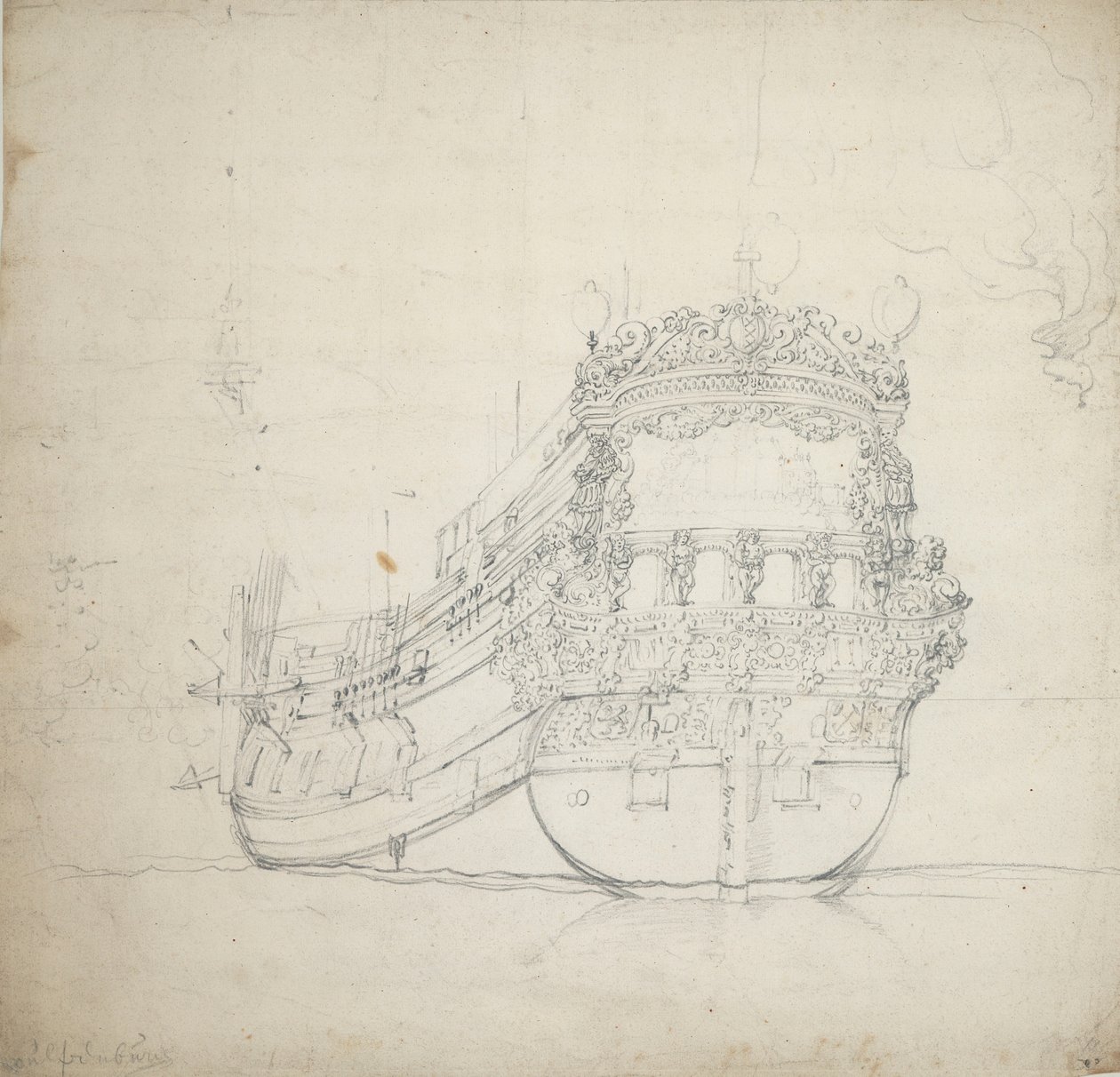 Portrét "Wulpenburg", asi 1659 (grafit) od Willem van de the Elder Velde