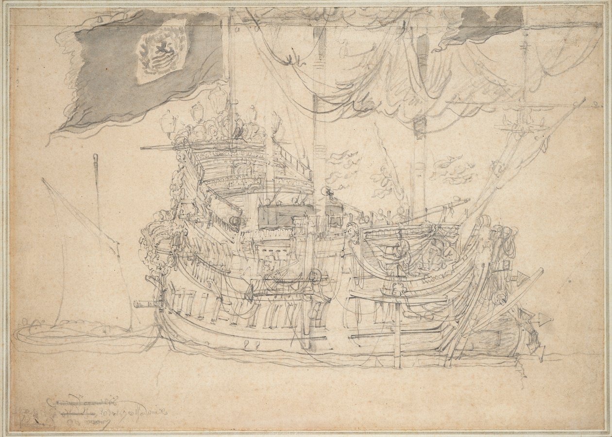 Portrét "Zeelandie", asi 1659 (grafit, šedá barva) od Willem van de the Elder Velde
