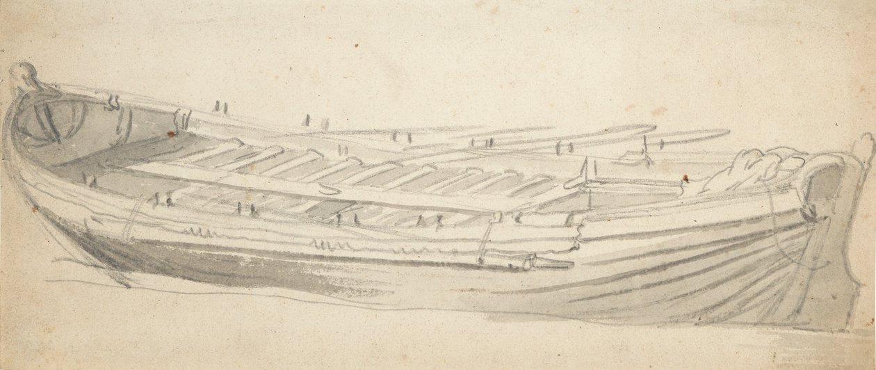 Studie lodního člunu, kolem roku 1665 (grafit, šedá barva) od Willem van de the Elder Velde