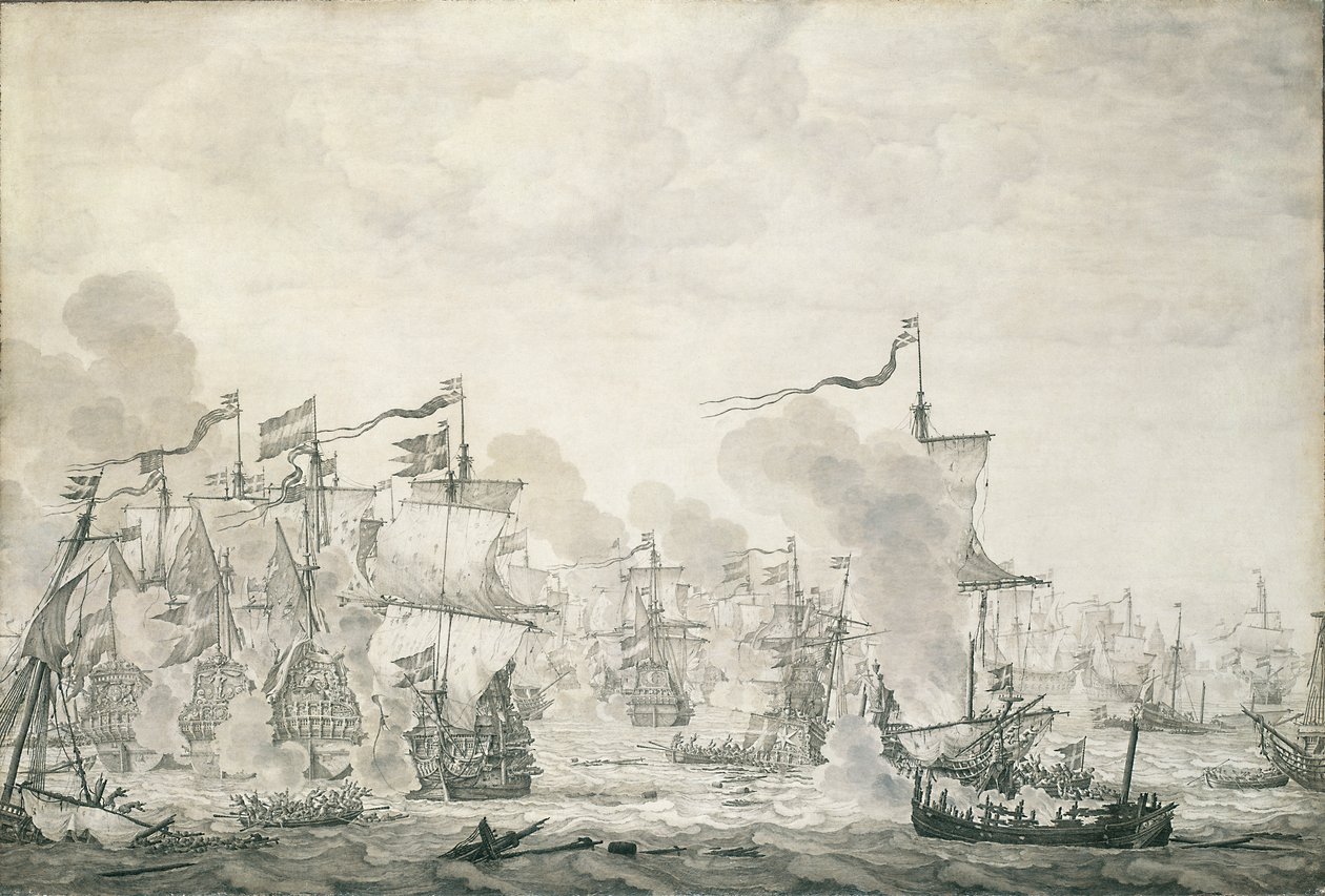 Bitva u Soundu, 29. října - 8. listopadu 1658, asi 1660 (olejomalba) od Willem van de the Elder Velde