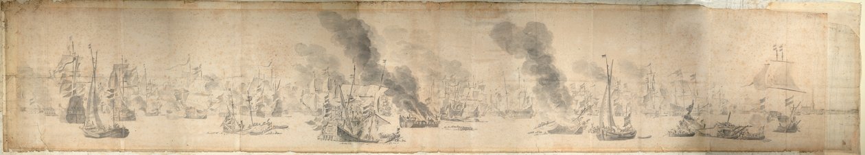 Bitva u Soundu, 29. října 1658, cca 1658 (papír) od Willem van de the Elder Velde