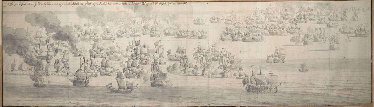 Bitva u Texelu (Kijkduin) od Willem van de the Elder Velde