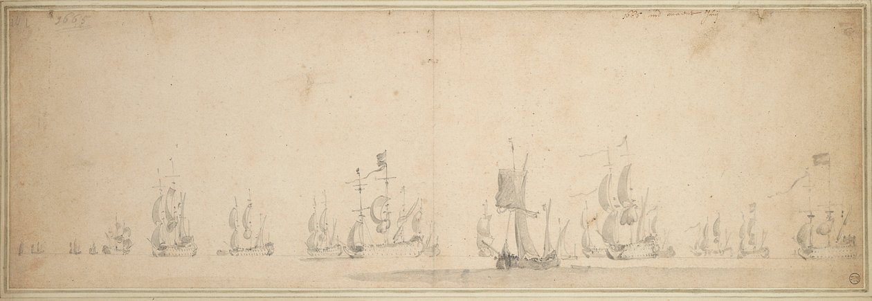 Nizozemská flotila před bitvou u Lowestoftu, květen-červen 1665 od Willem van de the Elder Velde