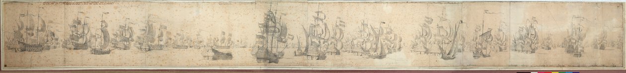 Anglické a nizozemské loďstvo den po bitvě u Solebay. od Willem van de the Elder Velde