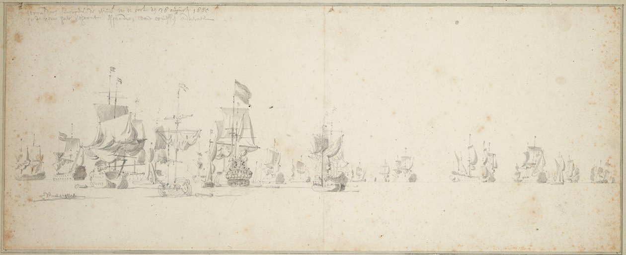 Fríská eskadra leží u pobřeží Skotska od Willem van de the Elder Velde
