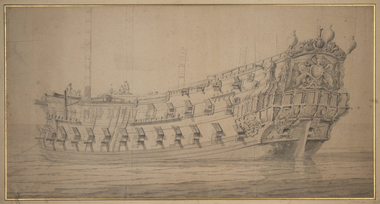 York, asi 1674 (grafit, šedá barva) od Willem van de the Elder Velde