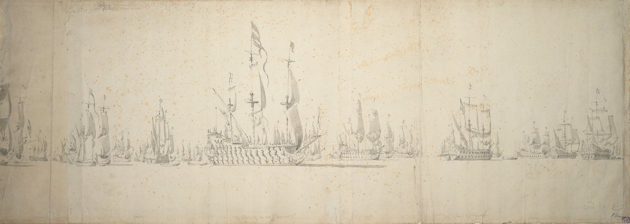 Den před bitvou u Lowestoftu, 2.-12. června 1665 od Willem van de the Elder Velde