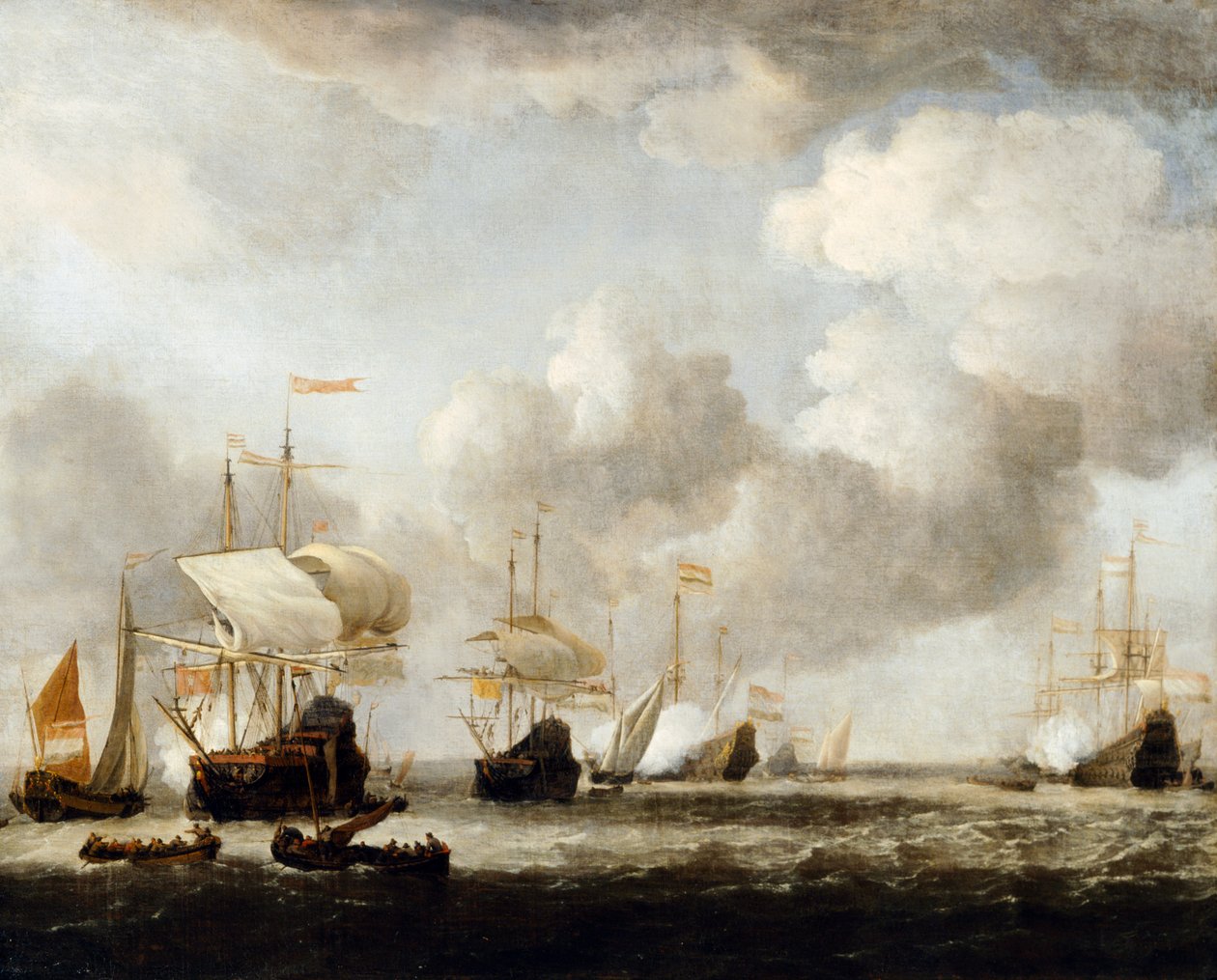 Nizozemská flotila přichází zakotvit ve vánku od Willem van de the Younger (attr.to) Velde