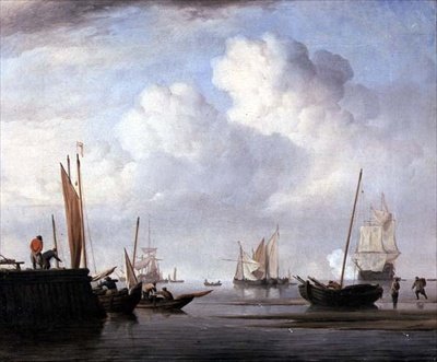 Rybářské lodě a jiné plachetnice (olej na plátně) od Willem van de Velde the Younger