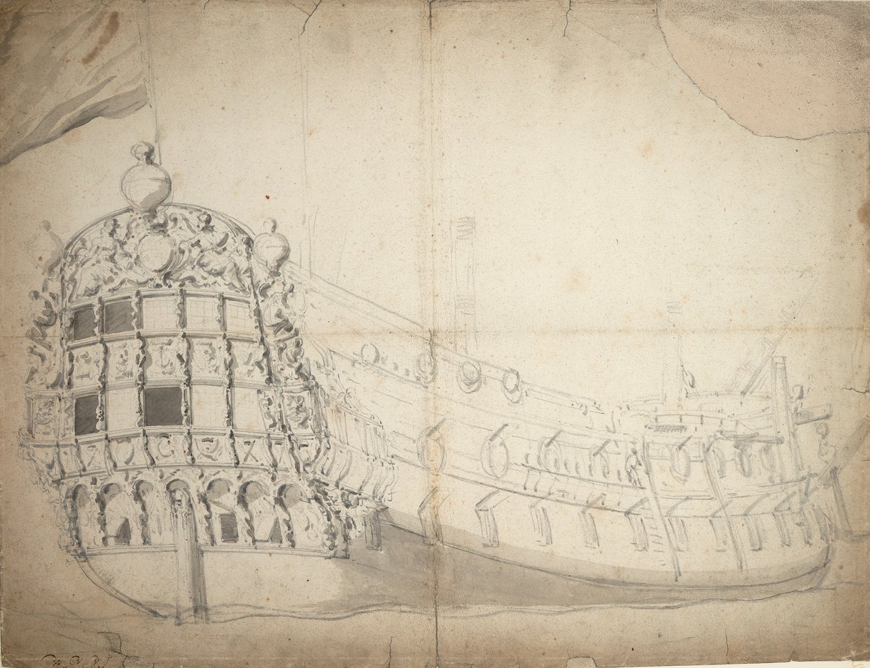 Portrét anglického dvoupodlažního vozu od Willem van de Velde the Younger