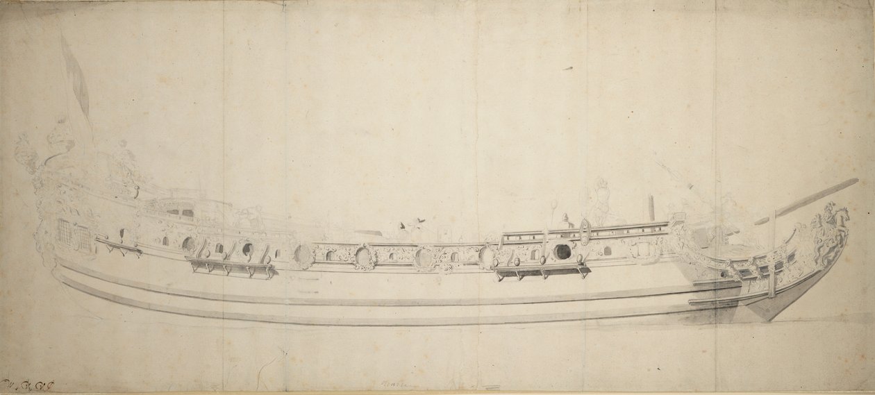 Portrét "Saudadoes", asi 1676 (grafit, šedá barva) od Willem van de Velde the Younger