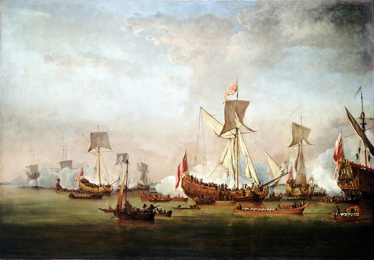 Odjezd prince Viléma Oranžského (nebo Viléma Anglického) (1650-1702) a princezny Marie II. (1662-1694) na svatební cestu do Holandska, 19. listopadu. od Willem van de Velde the Younger