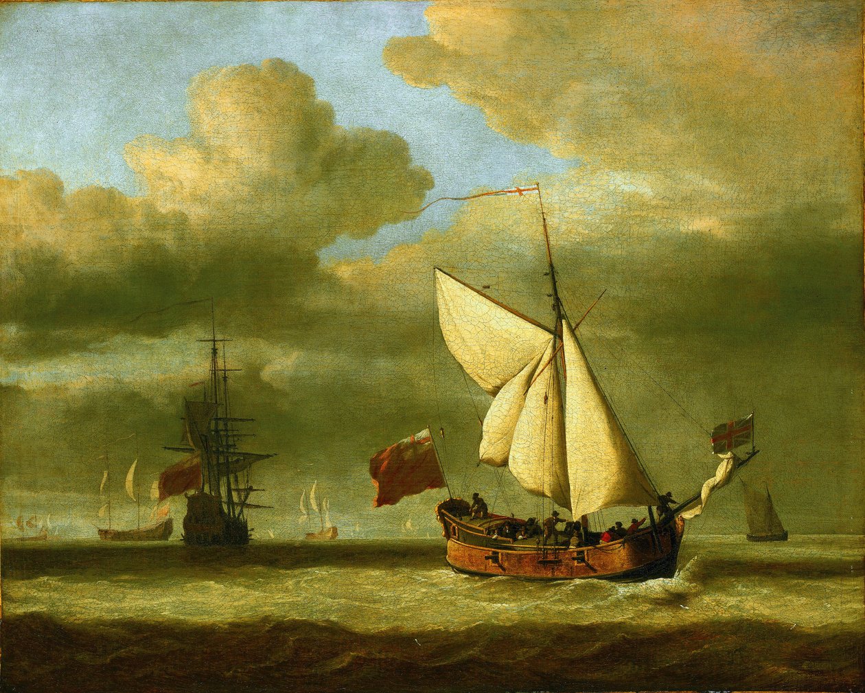 Jachta "Royal Escape", dříve známá jako "Surprise", na které Karel II. (1630-1685) uprchl do Francie po porážce proti Olivieru Cromwellovi (1599-1658) ve Worcesteru (Anglie) v roce 1651. od Willem van de Velde the Younger