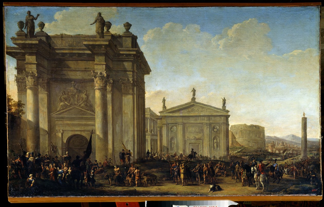 Triumfální průvod. Obraz Willema van de Velde mladšího (1633-1707). Olej na plátně, holandské umění, barokní styl. Státní muzeum pod širým nebem palác Gatchina, Petrohrad. od Willem van de Velde the Younger