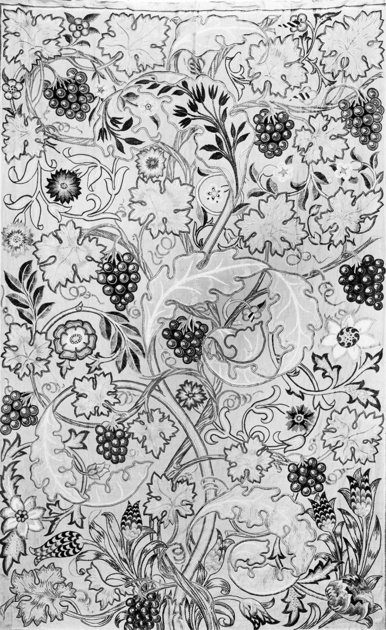 Vinná réva, 1878 (hedvábí na plátně) (čb tisk) od May Morris