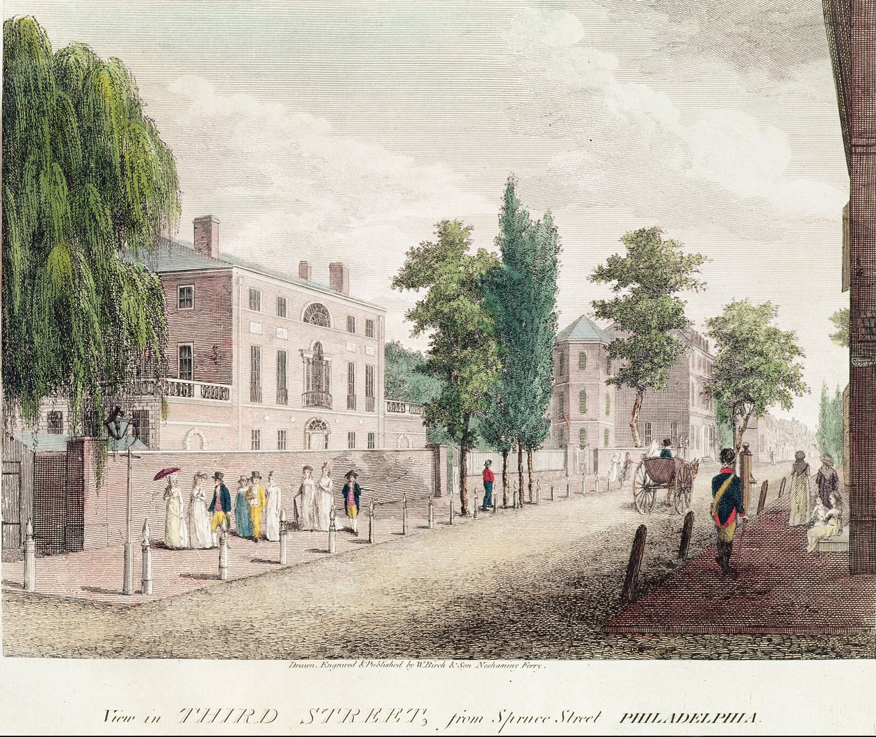 Pohled na 3. ulici ze Spruce Street, Philadelphia od William and Son Birch