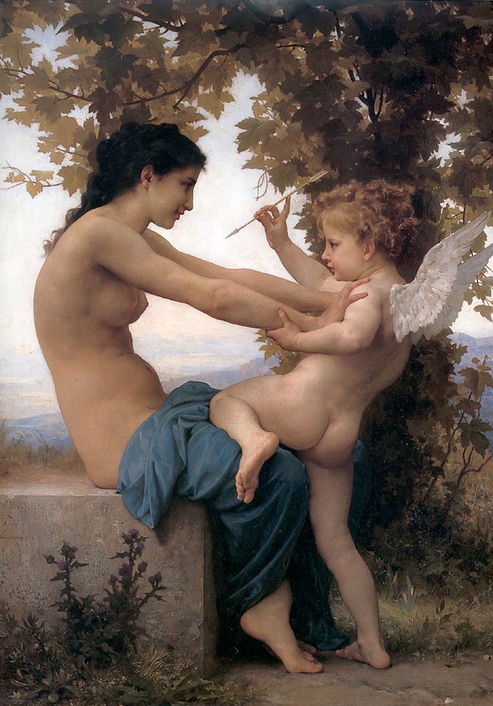 Mladá dívka bránící se proti Amorovi od William Adolphe Bouguereau