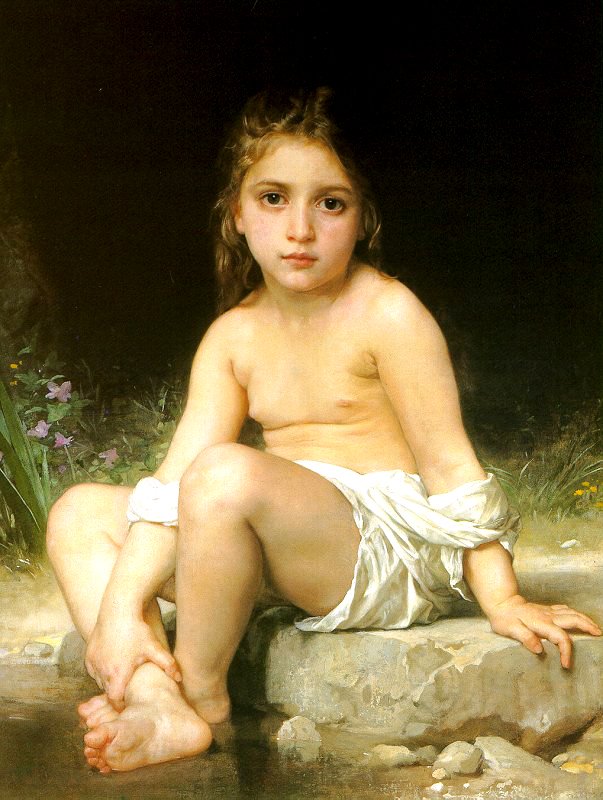 Koupající se dítě od William Adolphe Bouguereau