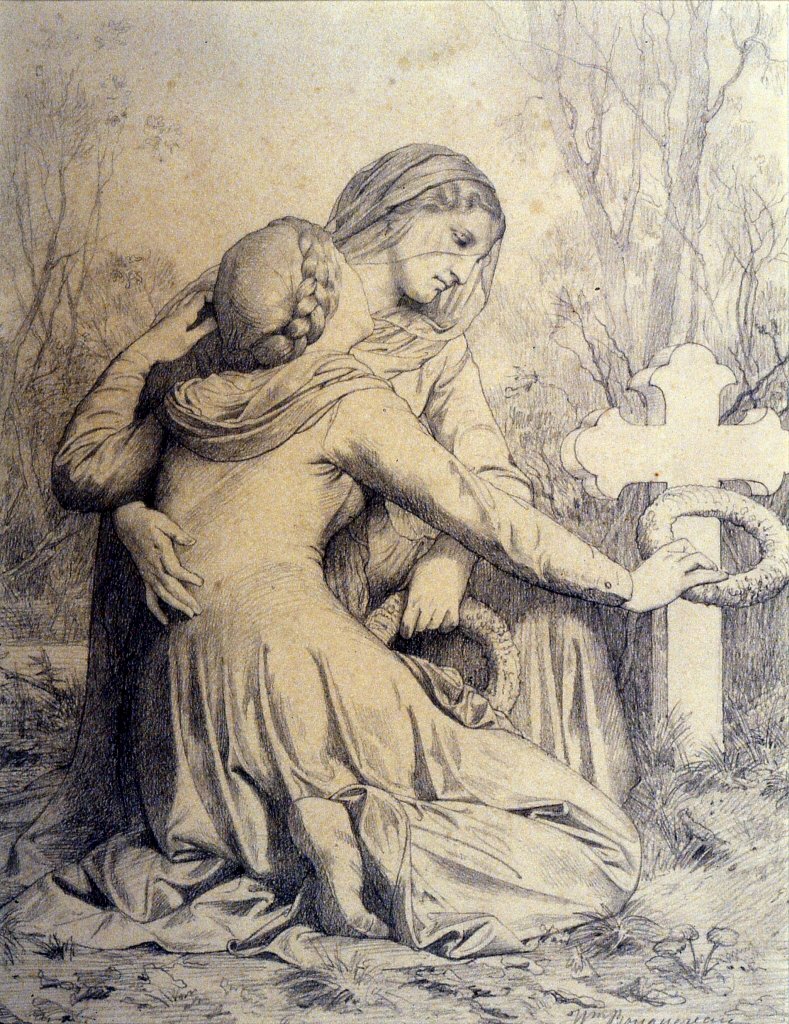 Smutné ženy klečící u hrobu od William Adolphe Bouguereau