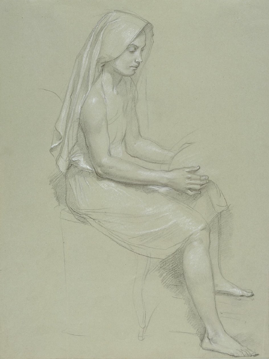 Studie sedící zahalené ženské postavy (19. století) .png od William Adolphe Bouguereau