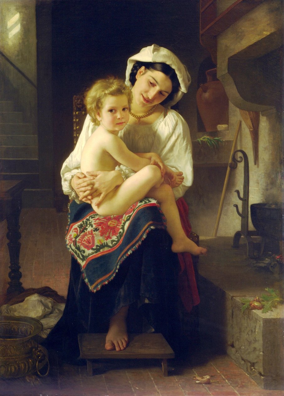 Mladá matka hledí na své dítě od William Adolphe Bouguereau