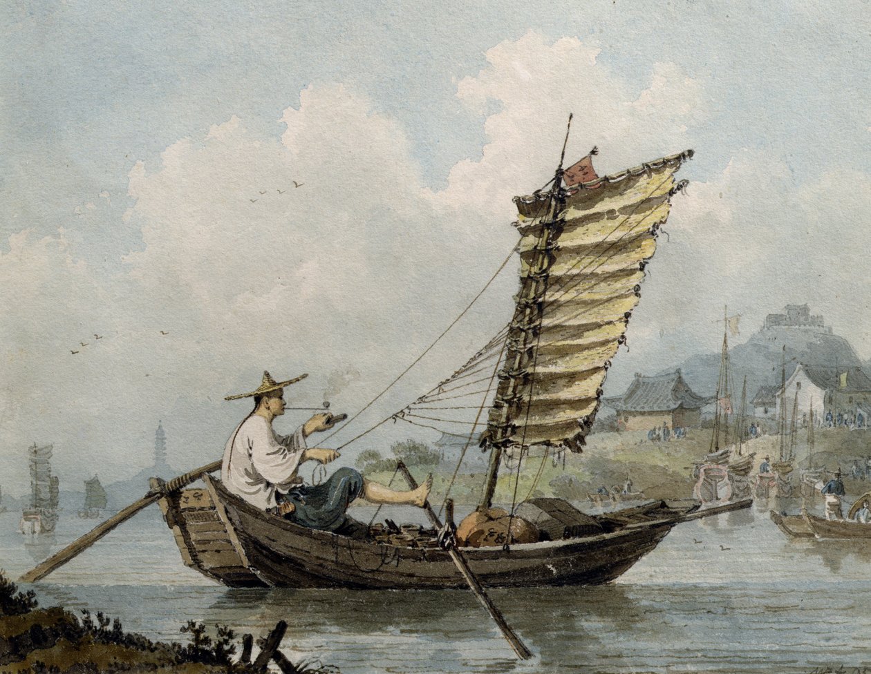 Chinese Sailor Smoking in his Junk, 1795 (wc) od William Alexander