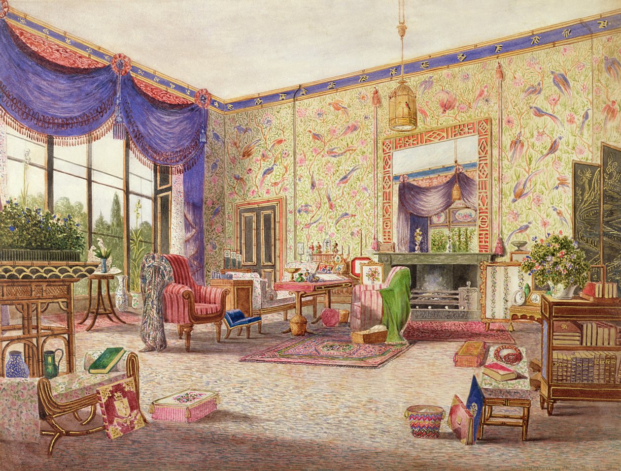 Interiér čínského salonu, Middleton Park, Oxfordshire, 1840 (viz také 75147) od William Alfred Delamotte