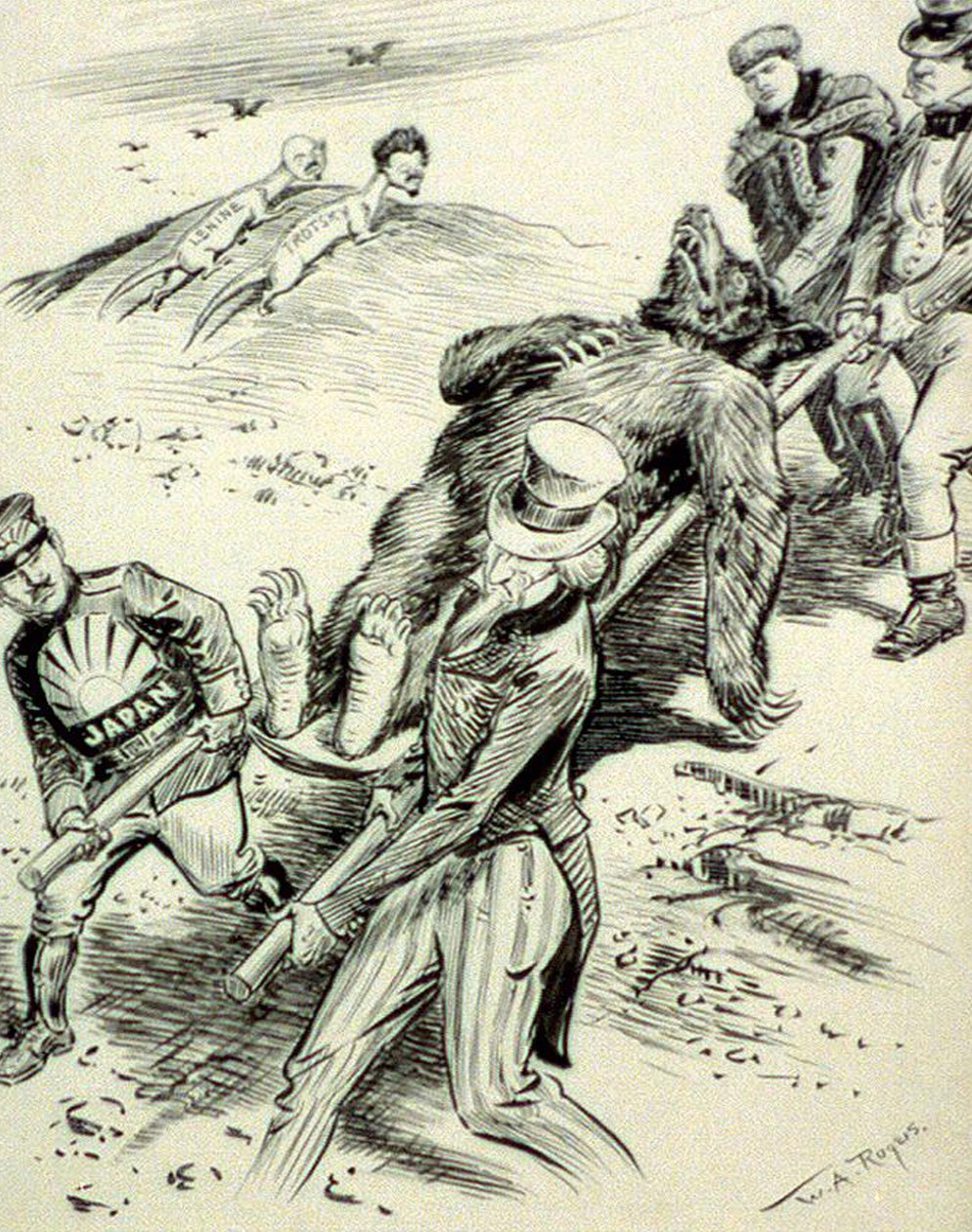 Nemocniční případ, antikomunistická karikatura, publikovaná během Red Scare, 1918 od William Allen after Rogers