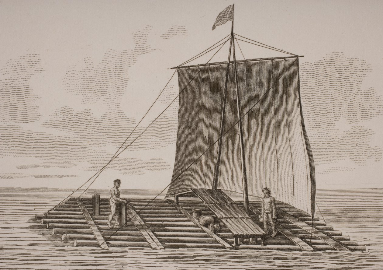Jihoamerický vor z balzového dřeva, vyrytý Thomasem Miltonem (1743-1827) 1820 od William Anderson
