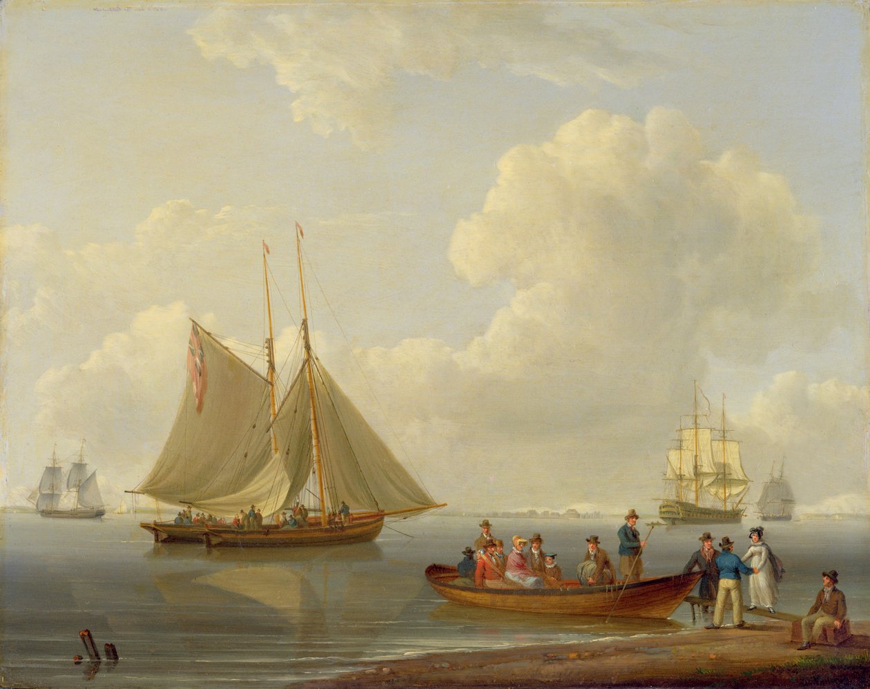 A Wherry vezme cestující ven do dvou ukotvených paketů, 1825 od William Anderson
