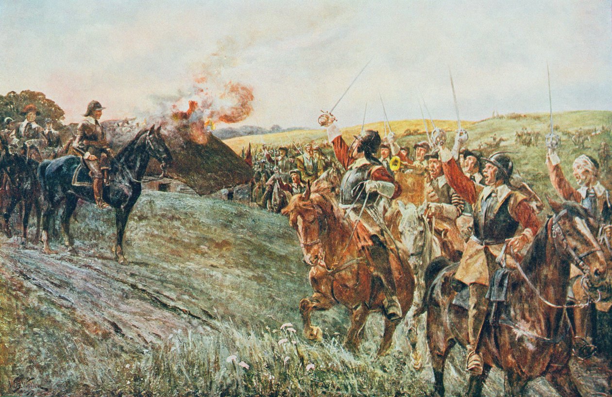 Po bitvě u Naseby, 14. června 1645, z knihy „Britské bitvy na souši a na moři“, kterou editoval Sir Evelyn Wood (1838-1919), poprvé vydaná v roce 1915 od William Barnes Wollen