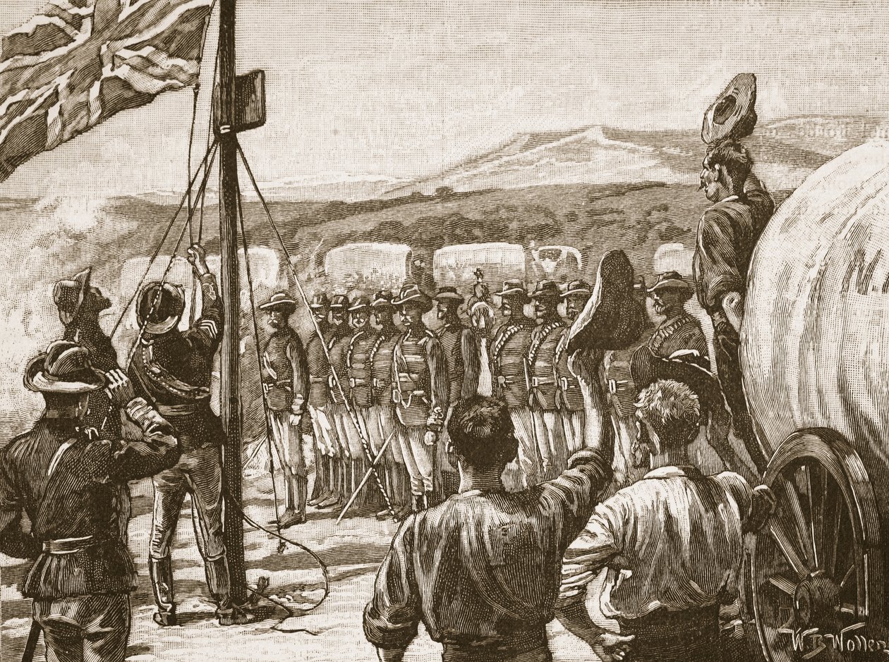 Průkopnická společnost British South Africa v Mashonaland, 1890, ilustrace z „Cassell
