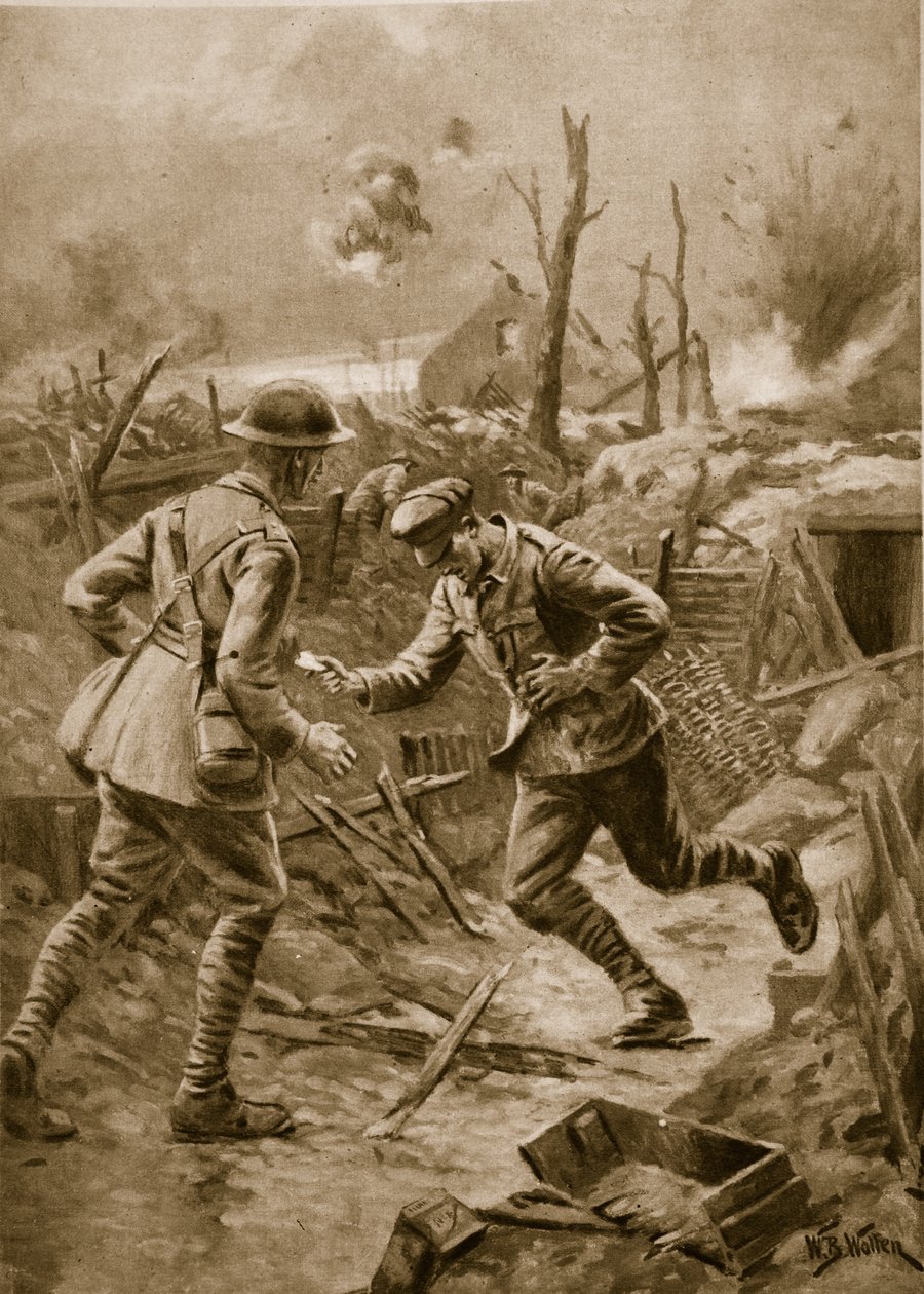„Věrný až k smrti“: Zraněný britský běžec umírá, když předává své poselství, 1914-19 od William Barnes Wollen