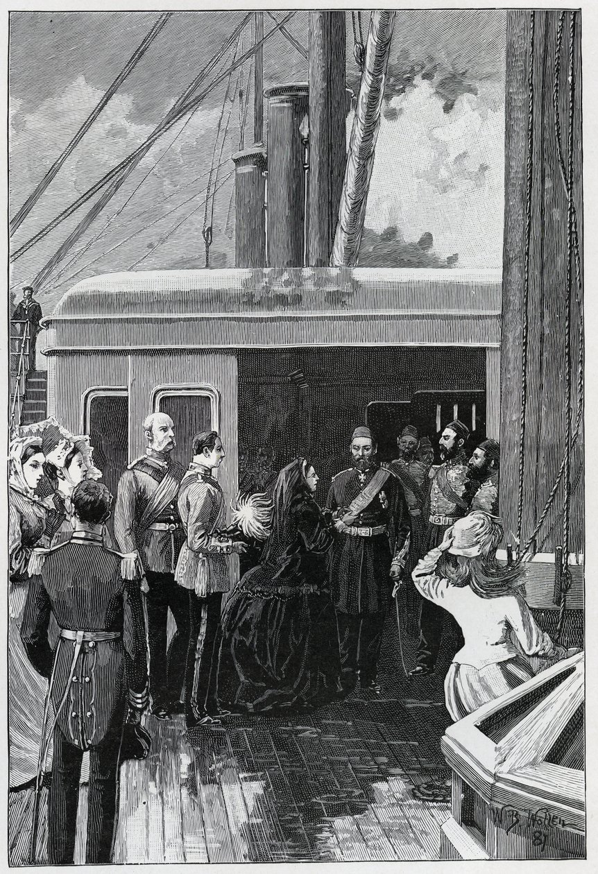 Královna uděluje Abdul Azízovi Podvazkový řád, 1881 od William Barnes Wollen