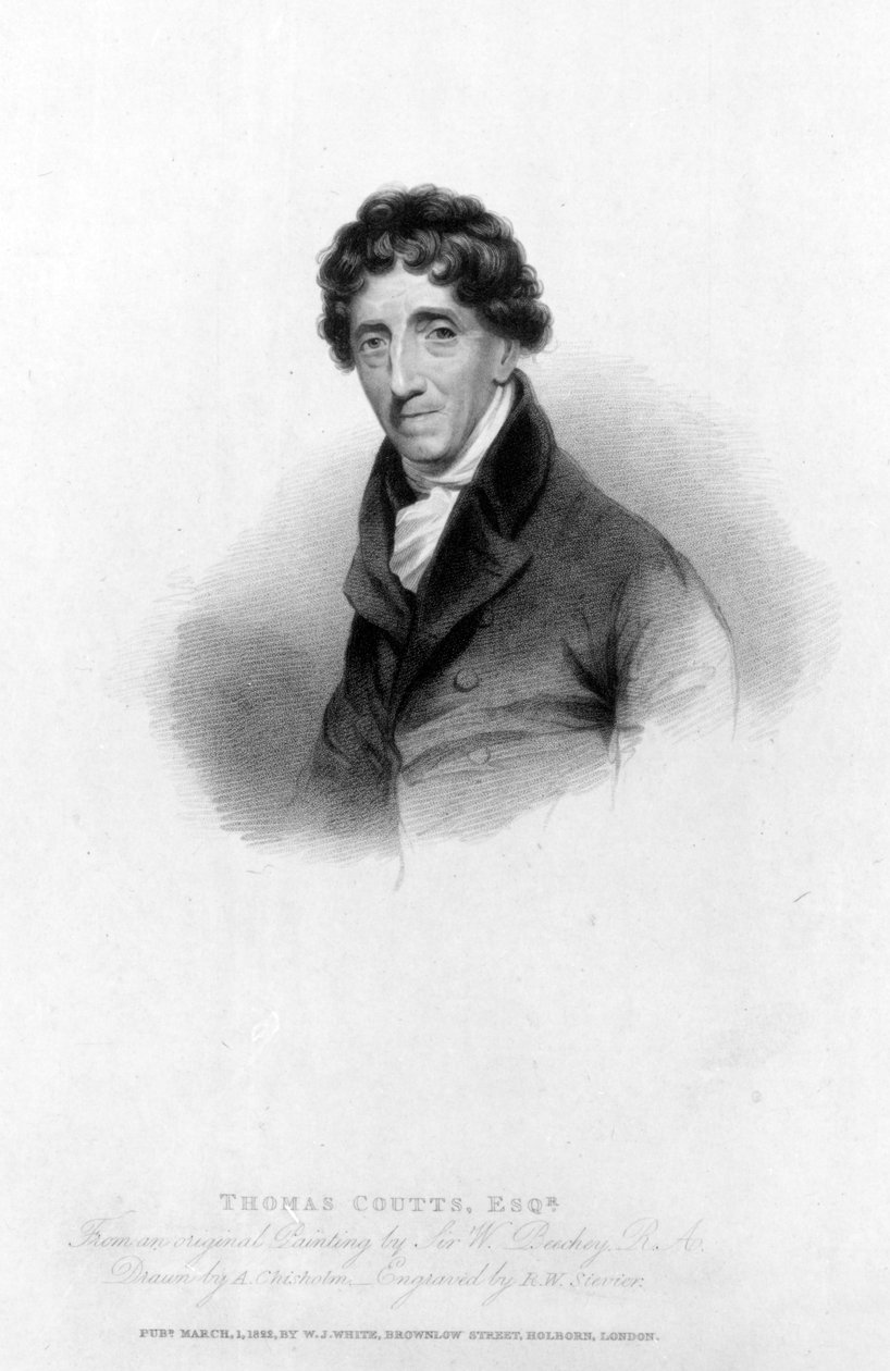 Thomas Coutts, Esq. kreslil A. Chisholm a ryl R. W. Sievier, 1822 od William Beechey