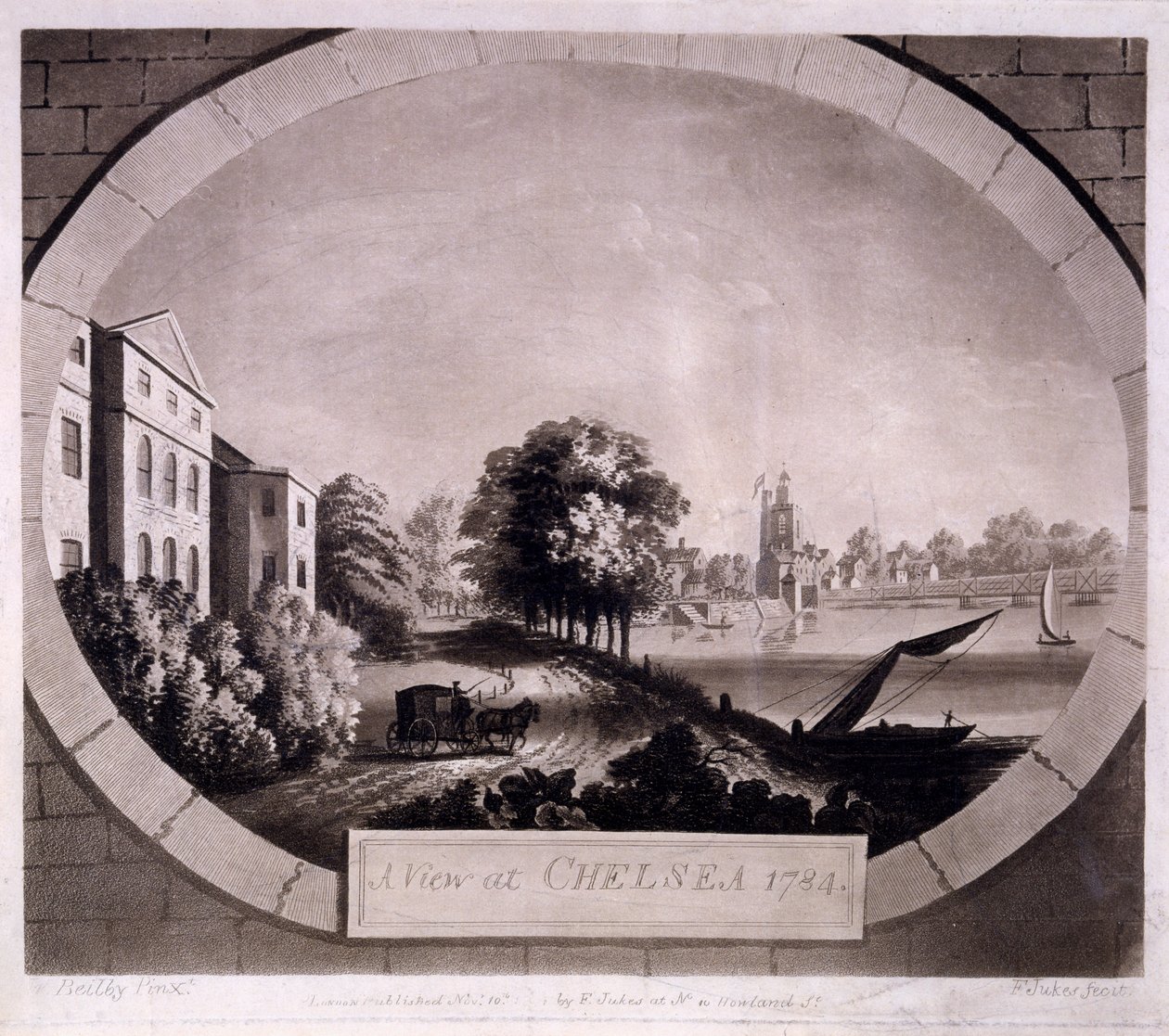 Pohled na Chelsea, tisk F. Jukes, 1784 (rytina akvatinty) od William Beilby